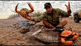 GIANT MUD CRAB  Catch and Cook  SOLO CAMPING No Food Alone Out Bush [upl. by Scandura535]