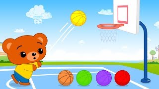 Jugando al Basketball con Balones de Colores  Aprender Colores con Plim Plim 3 [upl. by Toddy]