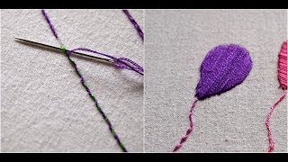 Learn Hand Embroidery with Me Stitches Part 2 split stitch whipped running stitch satin stitch [upl. by Diver]