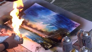 Amazing Spray Paint Art Fire Technique [upl. by Ynagoham]