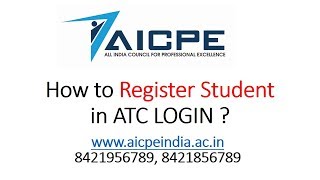 AICPE  HOW TO REGISTER STUDENT IN ATC LOGIN [upl. by Anaizit]