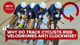 Why Do Track Cyclists Ride Velodromes Anticlockwise  GCN Tech Clinic AskGCNTech [upl. by Enelehcim]