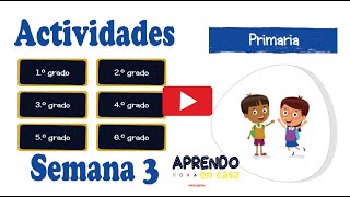 Aprendo en Casa SEMANA 3 Actividades para 1° a 6° de PRIMARIA [upl. by Posner]