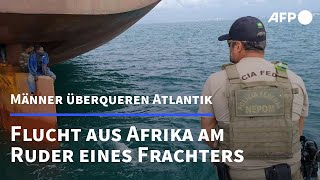 Am Schiffsheck Flüchtlinge aus Afrika überleben Atlantiküberquerung  AFP [upl. by Kleon]