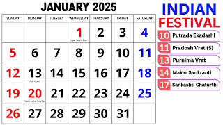 Calendar January 2025  January Calendar 2025 with Holidays  January 2025 Calendar  Calendar [upl. by Ninaj]