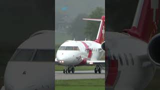 Swiss AirAmbulance REGA Bombardier Challenger 650 Landing at Bern Switzerland [upl. by Asserat611]