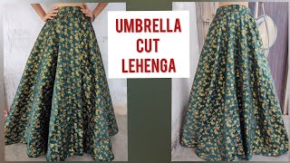 Umbrella cut lehenga  cutting and stitching full tutorial  easy and simple way [upl. by Nnyleahs]