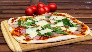 Pizza mit Schinken und Rucola Rezept  So backt man Pizza  Der Bio Koch 633 [upl. by Hurty]