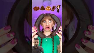 I react eating some brown foods ASMR mukbang shorts video [upl. by Nohsar306]