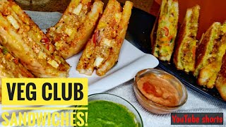 TRIPLE decker veg club sandwich  Homemade Tawa Sandwich shorts [upl. by Anerda843]