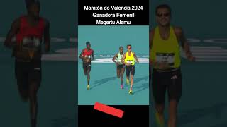 Ganadora Maratón de Valencia 2024 Megertu Alemu 42kvalencia maratónvalencia Running [upl. by Jaban]