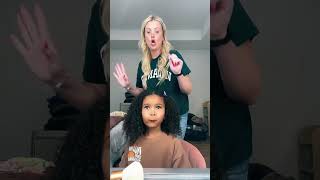 Doing my daughters hair takes patience 😅 momslife moms haircare [upl. by Sclater]