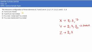 6 The electronic configuration of three elements X Y and Z are X 2 8 7 Y 2 8 2 and Z  2 [upl. by Haslam35]