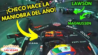 El Doble Sobrepaso de Checo Pérez a Lawson y Magnussen  Las Vegas 2024  Todas Las Cámaras [upl. by Bellis]