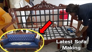 How to make latest wood sofa fabric cushion design making 2024 simplesofamaking sofadesign cushion [upl. by Ignatz]