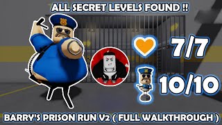 New ROBLOX  Get all Bobbles and Hearts Secret Levels  Barrys Prison Run V2  Full Walkthrough [upl. by Ttihw]