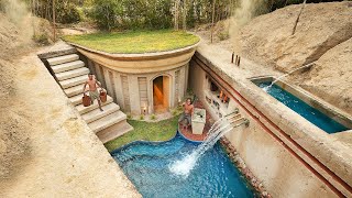 100 Days Building A Modern Underground Hut With A Grass Roof And A Swimming Pool [upl. by Yllak]