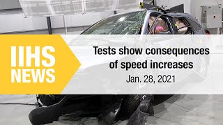 New crash tests show modest speed increases can have deadly consequences  IIHS News [upl. by Gavrila]