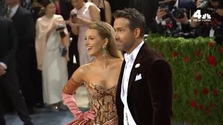 Blake Lively’s 2022 MET GALA Dress Unfurls Into a New Look on the Red Carpet  NBC New York [upl. by Assilana]