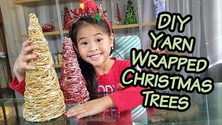 DIY Yarn Wrapped Christmas Trees  Sparkly Christmas Tree Craft  Cheap Holiday Decor Tutorials [upl. by Eiramnerual]