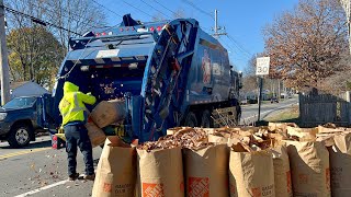 Brand New Republic Services Garbage Truck Packing Leaf Bags [upl. by Elset]