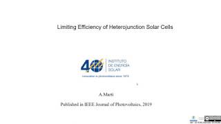 Limiting Efficiency of Heterojunction Solar Cells [upl. by Dempsey59]