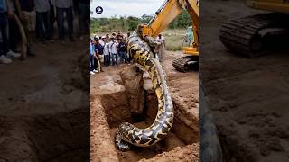 Exscavator Srike a Gaint Python GiantPythonEncounter snakeunexspecteddiscoverywildlife [upl. by Dlonyar]