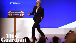 Theresa May dances on to the stage at the Tory party conference [upl. by Par932]