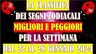 La Classifica dei Segni Zodiacali Migliori e Peggiori per la Settimana dal 22 al 28 Gennaio 2024 [upl. by Zenas]