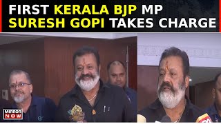 “Overwhelmed” Keralas First BJP MP Suresh Gopi On Taking Charge As Union MoS  Top News [upl. by Ahsinod]