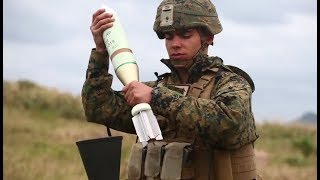 USMC Mortar Team in Action with the M252A1 81mm Mortar [upl. by Dnalrag]