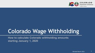 How to Calculate Colorado Wage Withholding [upl. by Rekab]