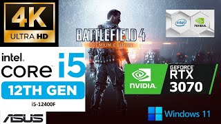 Battlefield 4 RTX 3070 FPS TEST i5 12400f 4K Ultra and Medium [upl. by Alexi]