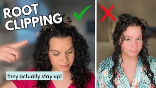 Root Clipping Fine Curly Hair for Volume  Works on Silky Roots [upl. by Euqirdor]