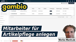 Gambio Mitarbeiter für Artikelpflege anlegen [upl. by Offen]