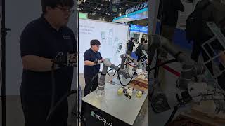 Tesollo showcasing remote presence device with robot picking hands ROBOTWORLD2024 Korea [upl. by Retsila264]