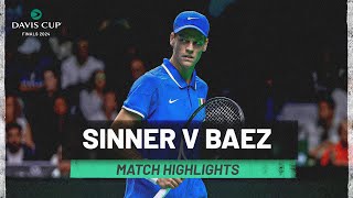 Sebastien Baez v Jannik Sinner Highlights  Argentina v Italy  Davis Cup Finals 2024 [upl. by Tami335]