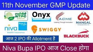 ACME Solar Holding IPO  Swiggy IPO  Niva Bupa Health Insurance IPO  All IPO GMP Today [upl. by Uolyram]