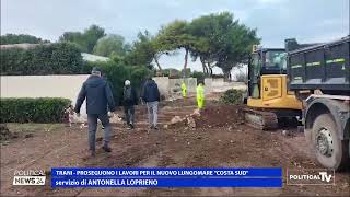 TRANI  PROSEGUONO I LAVORI PER IL NUOVO LUNGOMARE COSTA SUD [upl. by Ahsirtal]