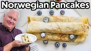 Norwegian Pancakes Pannekaker  MADE EASY [upl. by Ahsinac617]