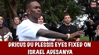 Israel Adesanya Dances while Dricus Du Plessis WATCHES ON at UFC 305 Welcome Ceremony [upl. by Assenar]