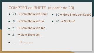 6 quotCompter à partir de 20quot en BétéBhété Apprendre le BhétéBété Gagnoa Gbadi [upl. by Nadda]