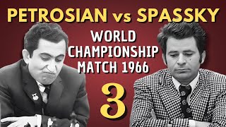 Boris Spassky vs Tigran Petrosian  World Championship Match 1966  Round 3 [upl. by Ennairb]