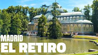 Summer in Madrid Spain El Retiro Park Walking Tour  4k HDR [upl. by Rox]