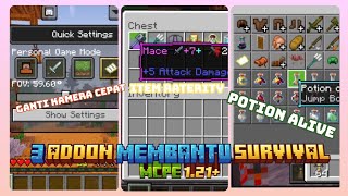 TOP 3 ADDON MEMPERMUDAH SURVIVAL MCPE 121 [upl. by Lasley]