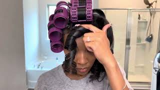 HOW TO STRAIGHTEN NATURAL HAIR WITHOUT HEAT DAMAGE  MAGNETIC ROLLER SET ON NATURAL HAIR [upl. by Gorlicki]