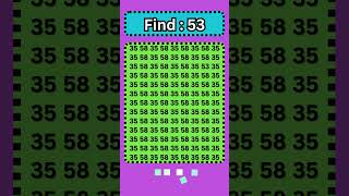 Focus test Challenge  Find 53 in 7 seconds puzzle maths [upl. by Kyne202]