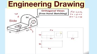 Free Hand Sketching  Orthogonal Views Of An Object Hindi  Engineering Drawing [upl. by Htenay]