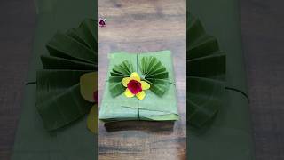 Banana leaf gift wrapping at home ecofriendly diy craftyideas youtube shorts viralvideo [upl. by Otrebire]