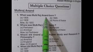 Untouchable  Mulk Raj Anand  Questions with Answers  MCQ [upl. by Mulderig]